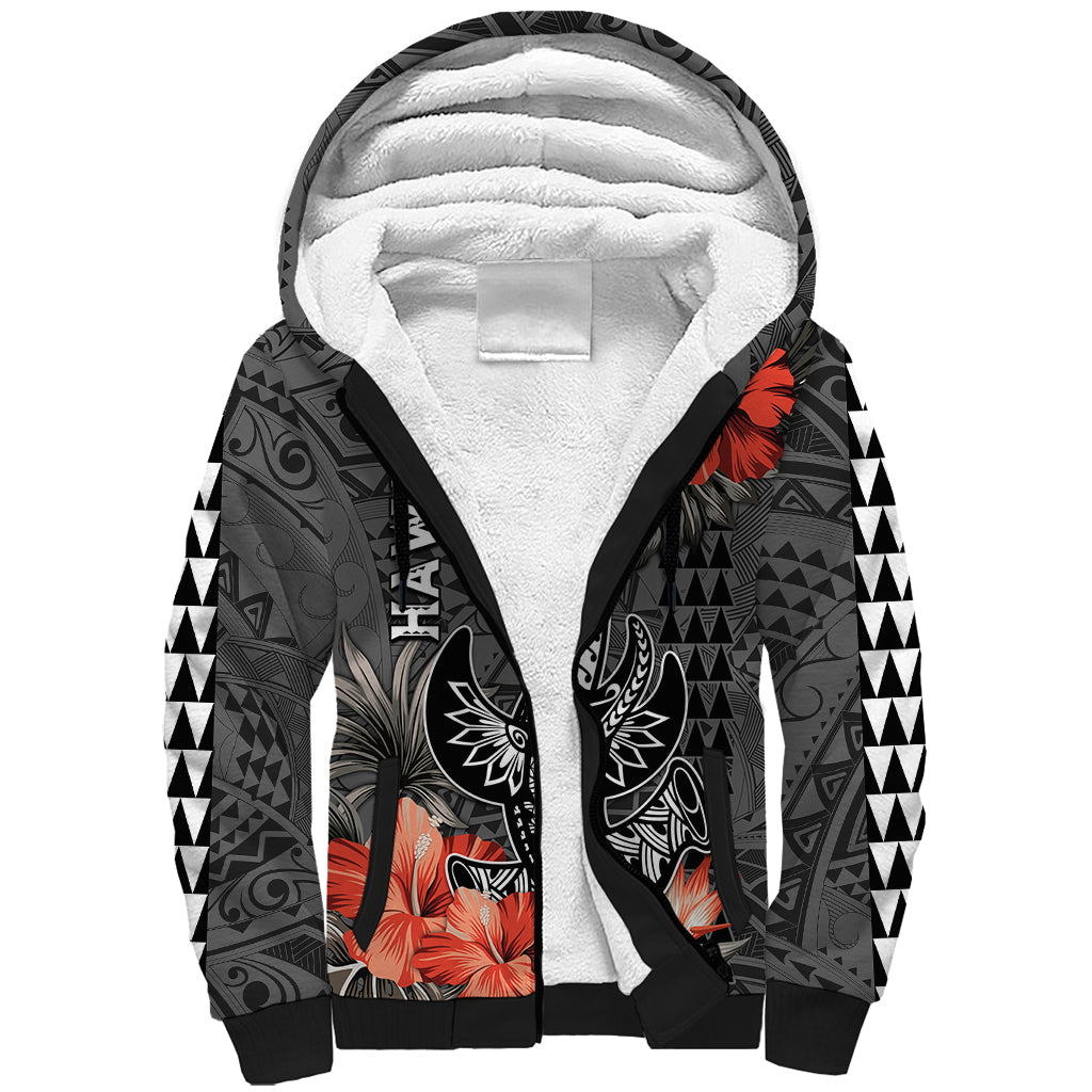 Hawaii Hammerhead Shark Sherpa Hoodie Polynesian Vintage Vibes LT9 Unisex Black - Polynesian Pride