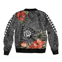 Hawaii Shaka Surf Hand Sign Sleeve Zip Bomber Jacket Polynesian Vintage Vibes LT9 - Polynesian Pride