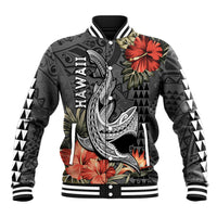 Hawaii Shark Tattoo Baseball Jacket Polynesian Vintage Vibes LT9 Unisex Black - Polynesian Pride