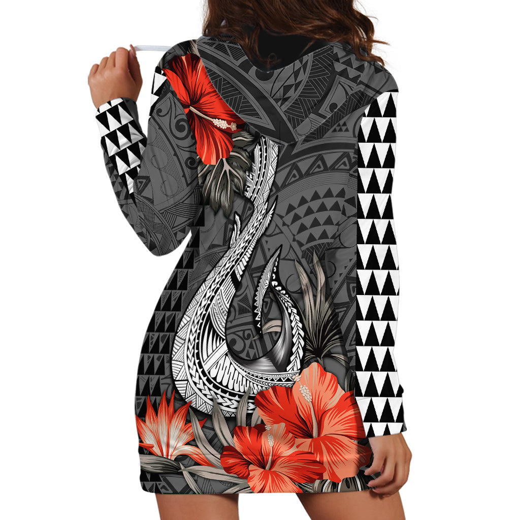 Personalised Hawaii Fish Hook Hoodie Dress Polynesian Vintage Vibes LT9 - Polynesian Pride