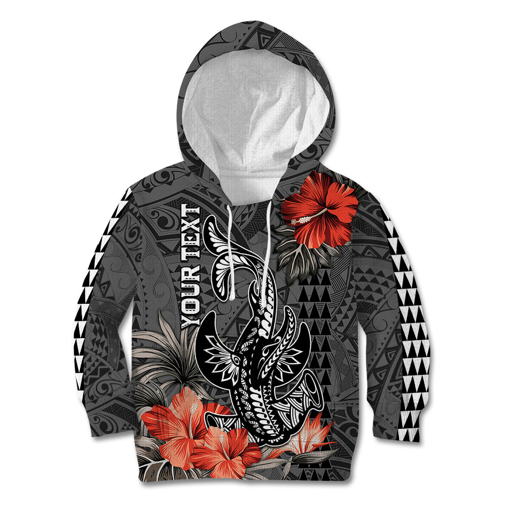 Personalised Hawaii Hammerhead Shark Kid Hoodie Polynesian Vintage Vibes LT9 Hoodie Black - Polynesian Pride