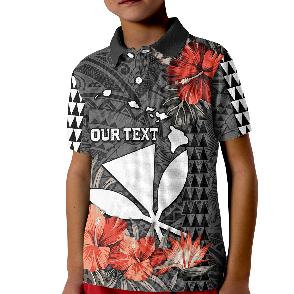 Personalised Hawaii Kanaka Maoli Kid Polo Shirt Polynesian Vintage Vibes LT9 Kid Black - Polynesian Pride