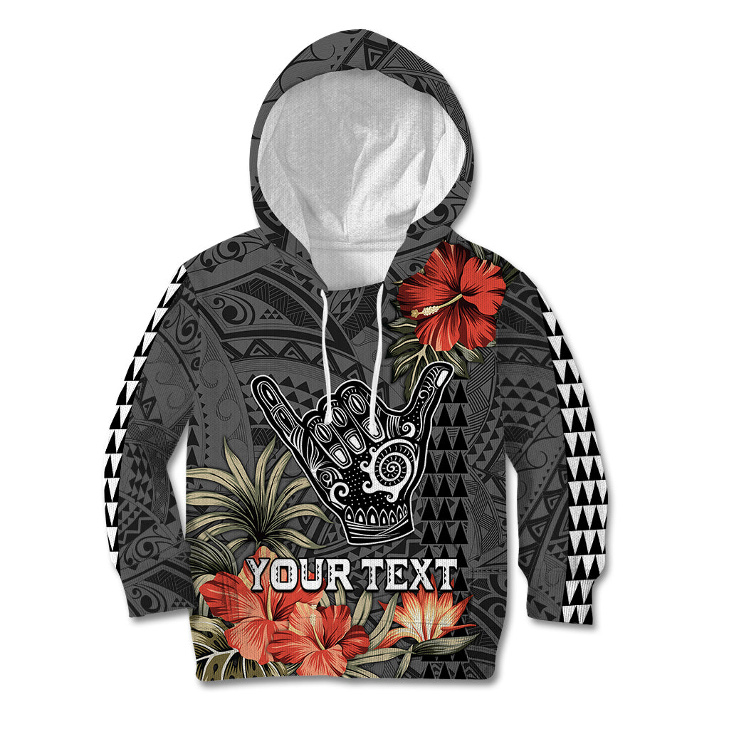 Personalised Hawaii Shaka Surf Hand Sign Kid Hoodie Polynesian Vintage Vibes LT9 Hoodie Black - Polynesian Pride