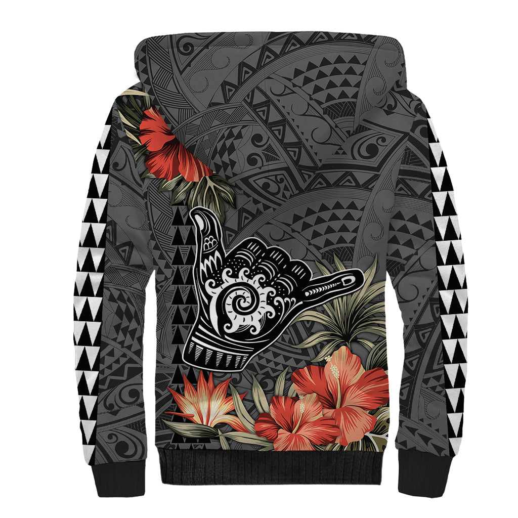 Personalised Hawaii Shaka Surf Hand Sign Sherpa Hoodie Polynesian Vintage Vibes LT9 - Polynesian Pride