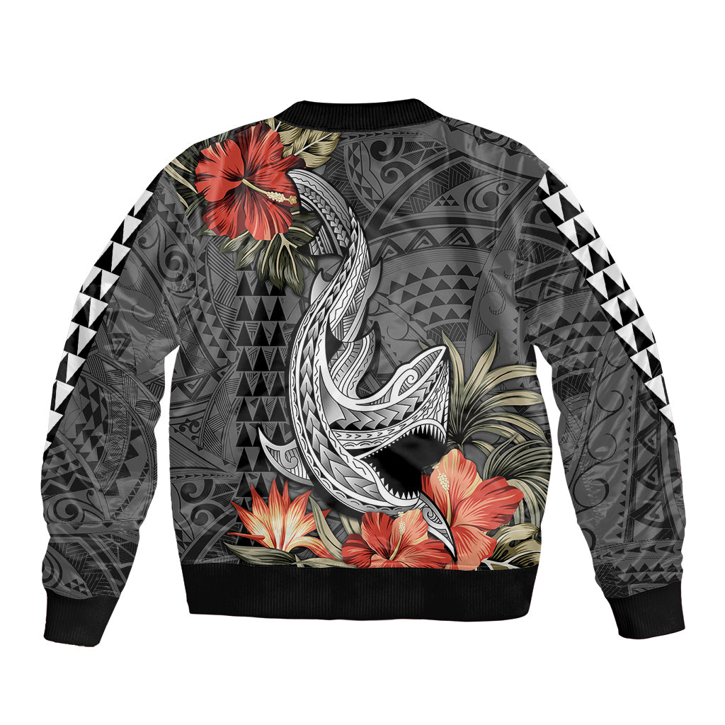 Personalised Hawaii Shark Tattoo Sleeve Zip Bomber Jacket Polynesian Vintage Vibes LT9 - Polynesian Pride