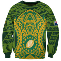 Personalised Cook Islands Rugby Sweatshirt Kukis Athletic Style LT9 Unisex Green - Polynesian Pride