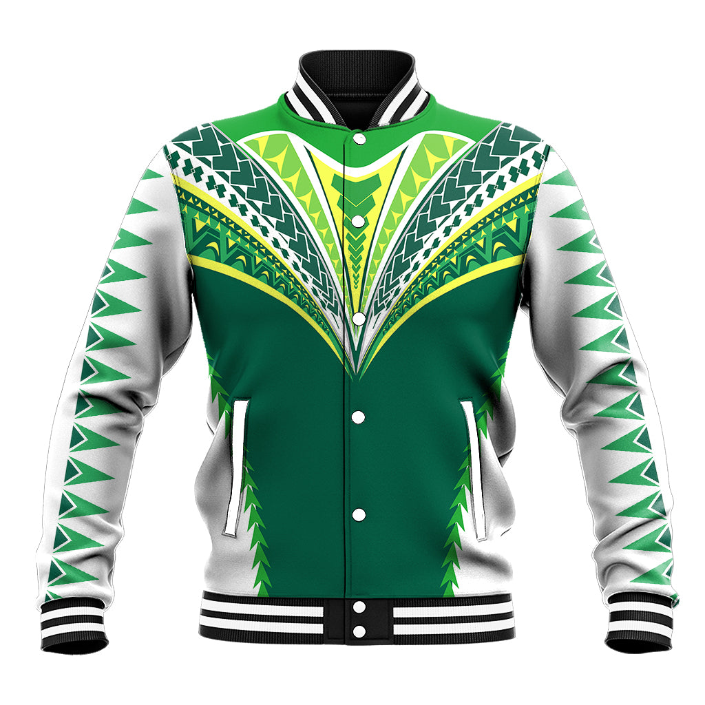 Polynesian Pride Cook Islands Rugby Baseball Jacket No1 LT9 Unisex Green - Polynesian Pride