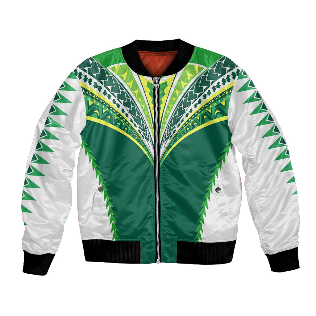 Polynesian Pride Cook Islands Rugby Bomber Jacket No1 LT9 Unisex Green - Polynesian Pride