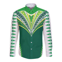 Polynesian Pride Cook Islands Rugby Long Sleeve Button Shirt No1 LT9 Unisex Green - Polynesian Pride