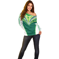 Polynesian Pride Cook Islands Rugby Off Shoulder Sweater No1 LT9 - Polynesian Pride