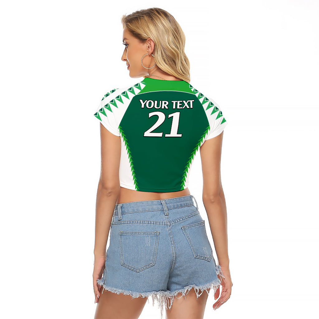 Personalised Polynesian Pride Cook Islands Rugby Raglan Cropped T Shirt No1 LT9 - Polynesian Pride