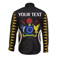 Personalised Polynesian Pride Cook Islands Long Sleeve Button Shirt Tribal Wave Style LT9 - Polynesian Pride