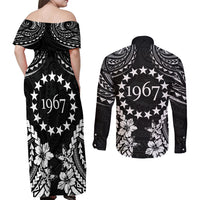 Cook Islands Ra o te Ui Ariki Est 1967 Couples Matching Off Shoulder Maxi Dress and Long Sleeve Button Shirt LT9 - Polynesian Pride