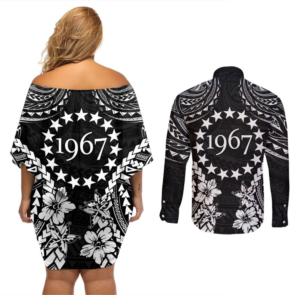 Cook Islands Ra o te Ui Ariki Est 1967 Couples Matching Off Shoulder Short Dress and Long Sleeve Button Shirt LT9 - Polynesian Pride