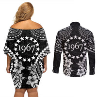 Cook Islands Ra o te Ui Ariki Est 1967 Couples Matching Off Shoulder Short Dress and Long Sleeve Button Shirt LT9 - Polynesian Pride