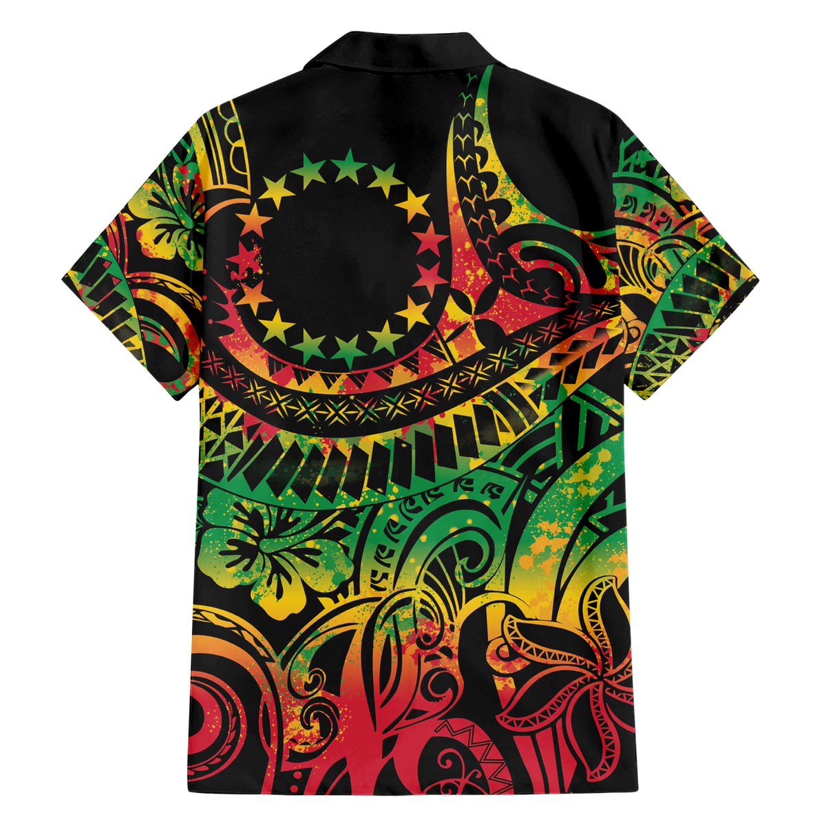 Cook Islands 15 Stars Family Matching Short Sleeve Bodycon Dress and Hawaiian Shirt Kuki Airani Polynesian Tribal Wave Tattoo