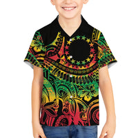 Cook Islands 15 Stars Family Matching Tank Maxi Dress and Hawaiian Shirt Kuki Airani Polynesian Tribal Wave Tattoo