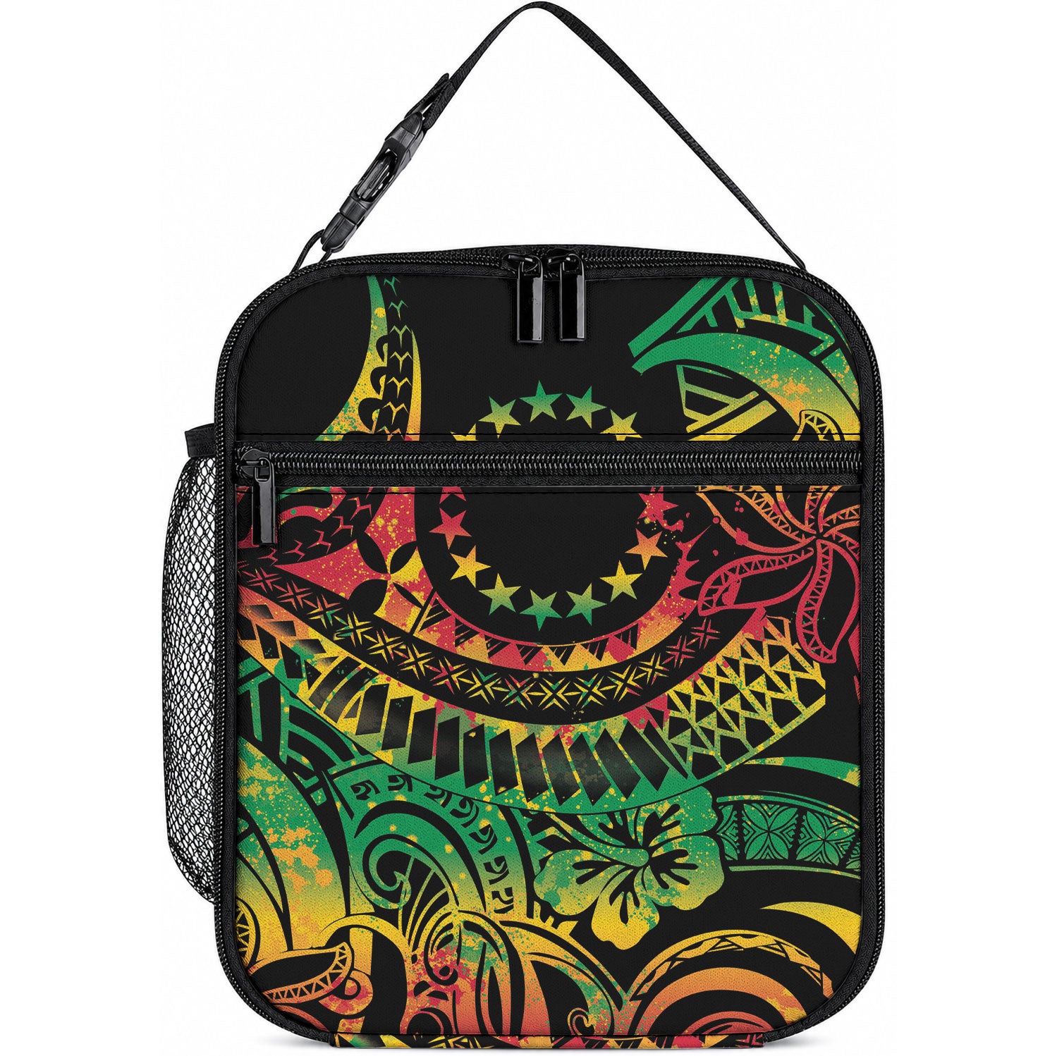 Cook Islands 15 Stars Lunch Bag Kuki Airani Polynesian Tribal Wave Tattoo LT9 10.2 × 8.3 × 4.3 inch Reggae - Polynesian Pride