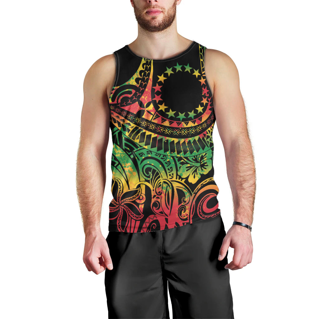 Cook Islands 15 Stars Men Tank Top Kuki Airani Polynesian Tribal Wave Tattoo
