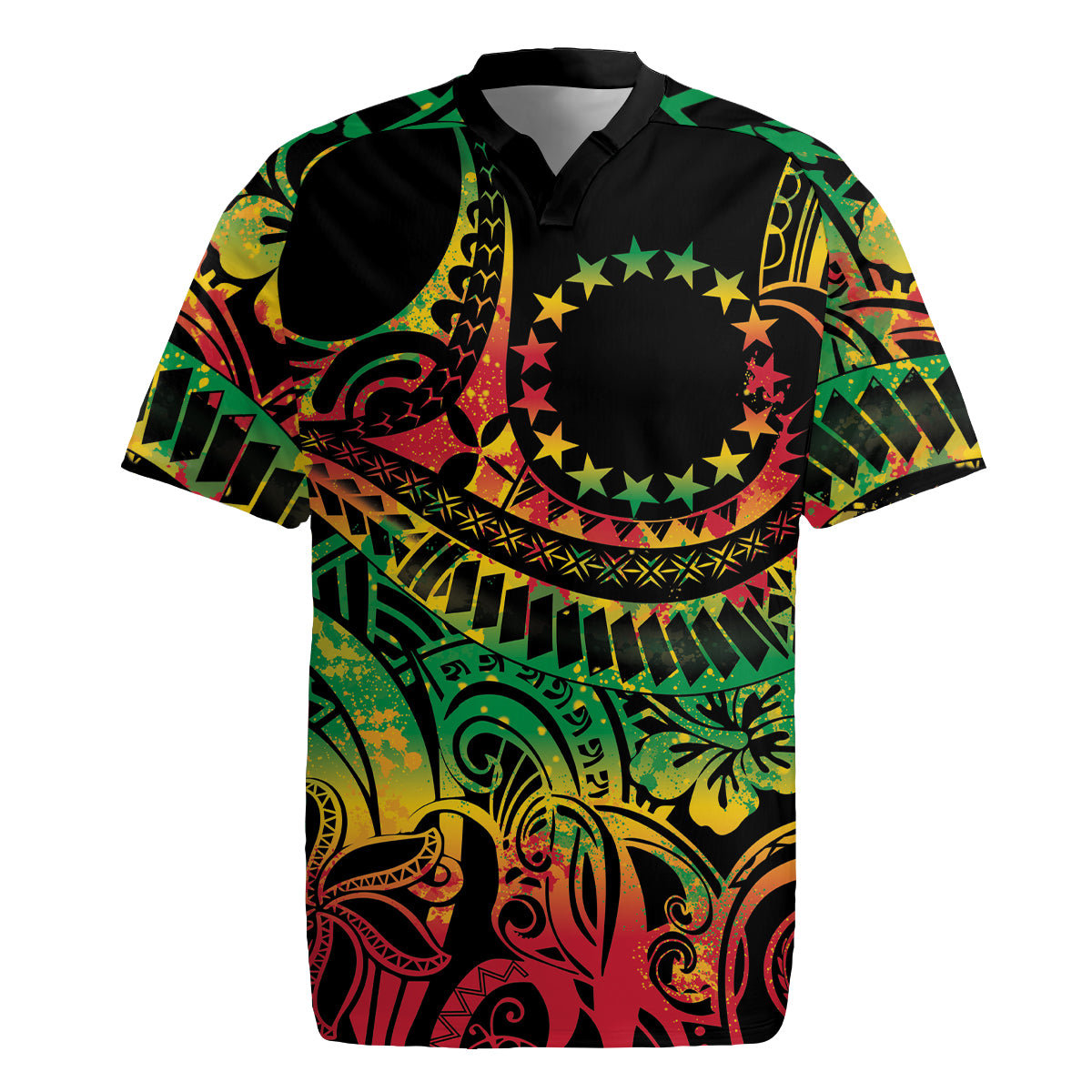 Cook Islands 15 Stars Rugby Jersey Kuki Airani Polynesian Tribal Wave Tattoo