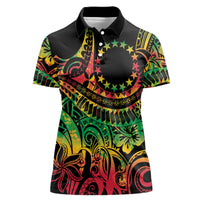 Cook Islands 15 Stars Women Polo Shirt Kuki Airani Polynesian Tribal Wave Tattoo