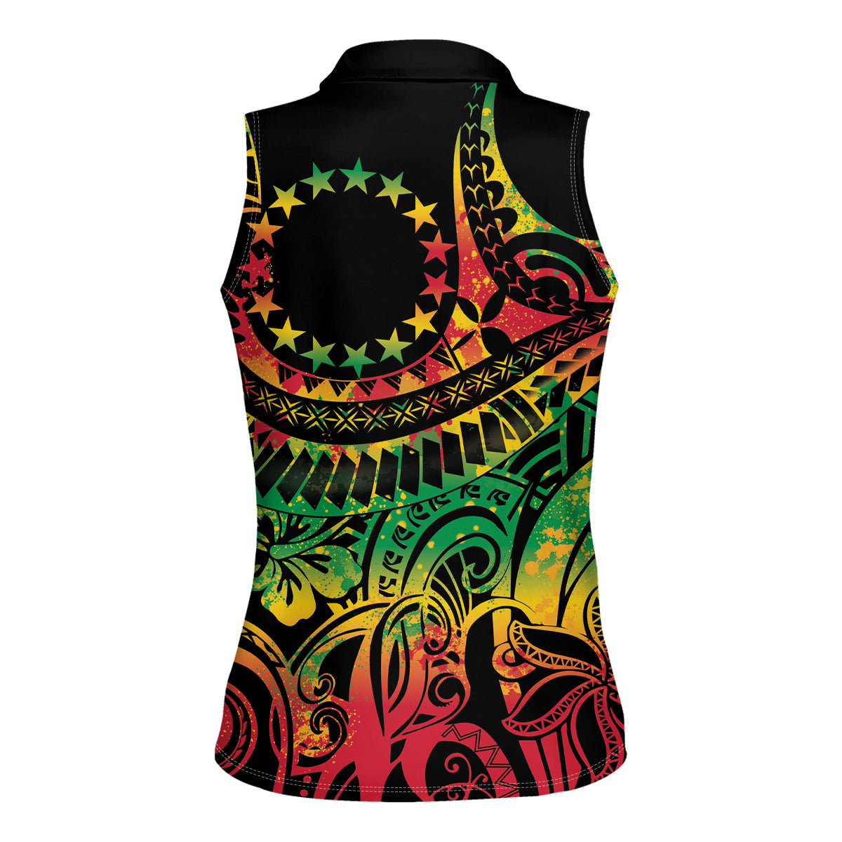 Cook Islands 15 Stars Women Sleeveless Polo Shirt Kuki Airani Polynesian Tribal Wave Tattoo
