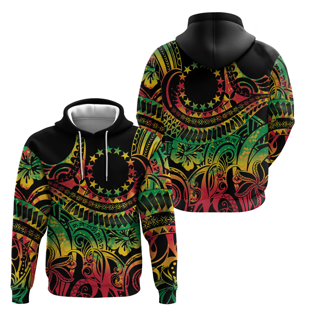 Cook Islands 15 Stars Zip Hoodie Kuki Airani Polynesian Tribal Wave Tattoo