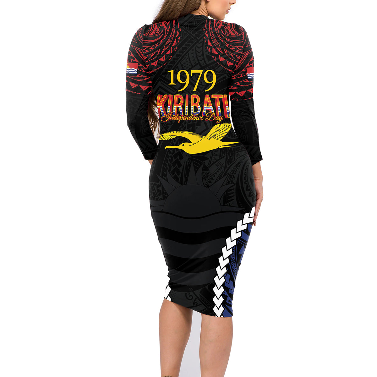 Kiribati 45th Anniversary Independence Day Family Matching Long Sleeve Bodycon Dress and Hawaiian Shirt Since 1979