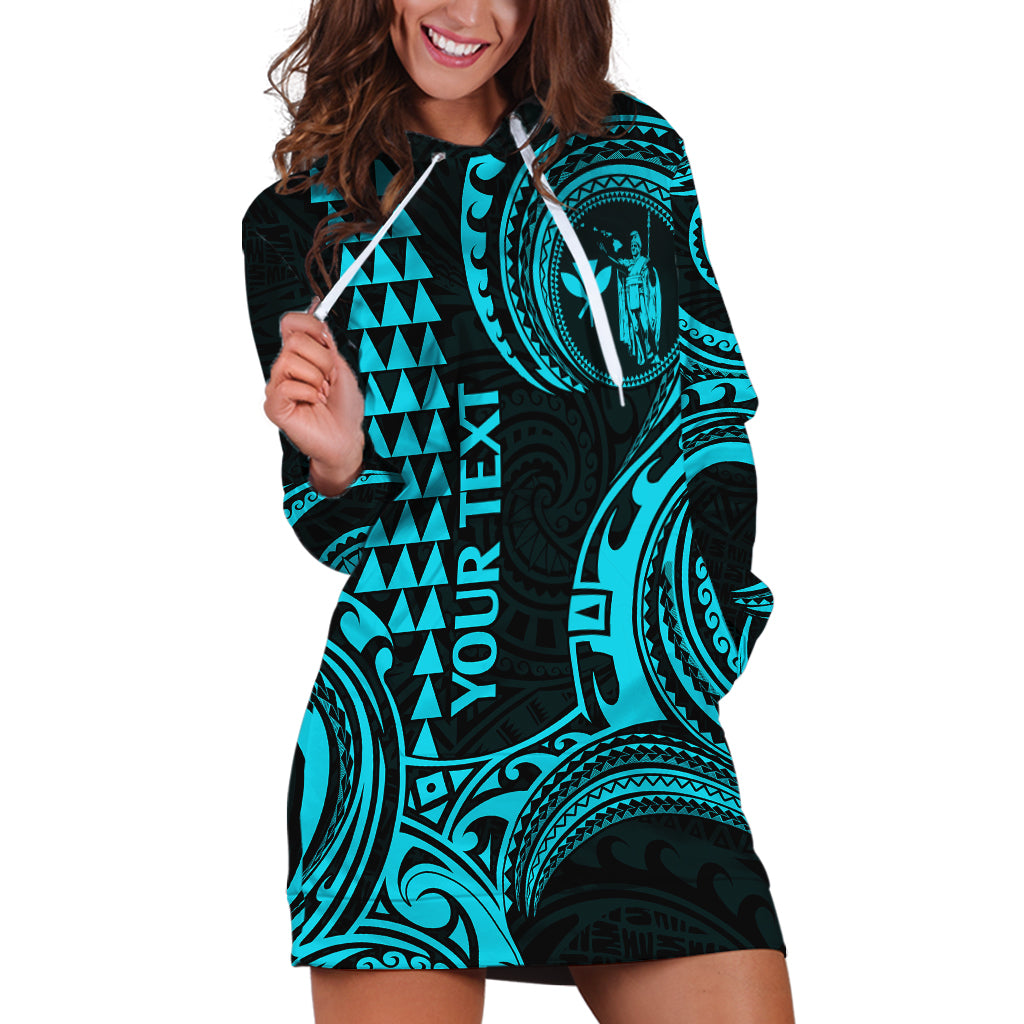 Custom King Kamehameha Day Hawaii Hoodie Dress Paradise of the Pacific Tribal Kakau - Aqua LT9 Aqua - Polynesian Pride