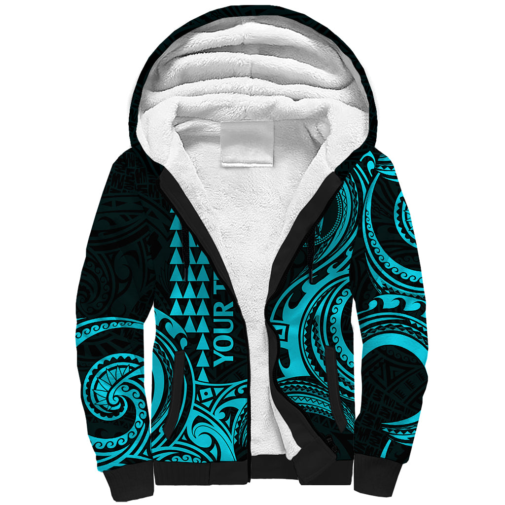 Custom King Kamehameha Day Hawaii Sherpa Hoodie Paradise of the Pacific Tribal Kakau - Aqua LT9 Unisex Aqua - Polynesian Pride