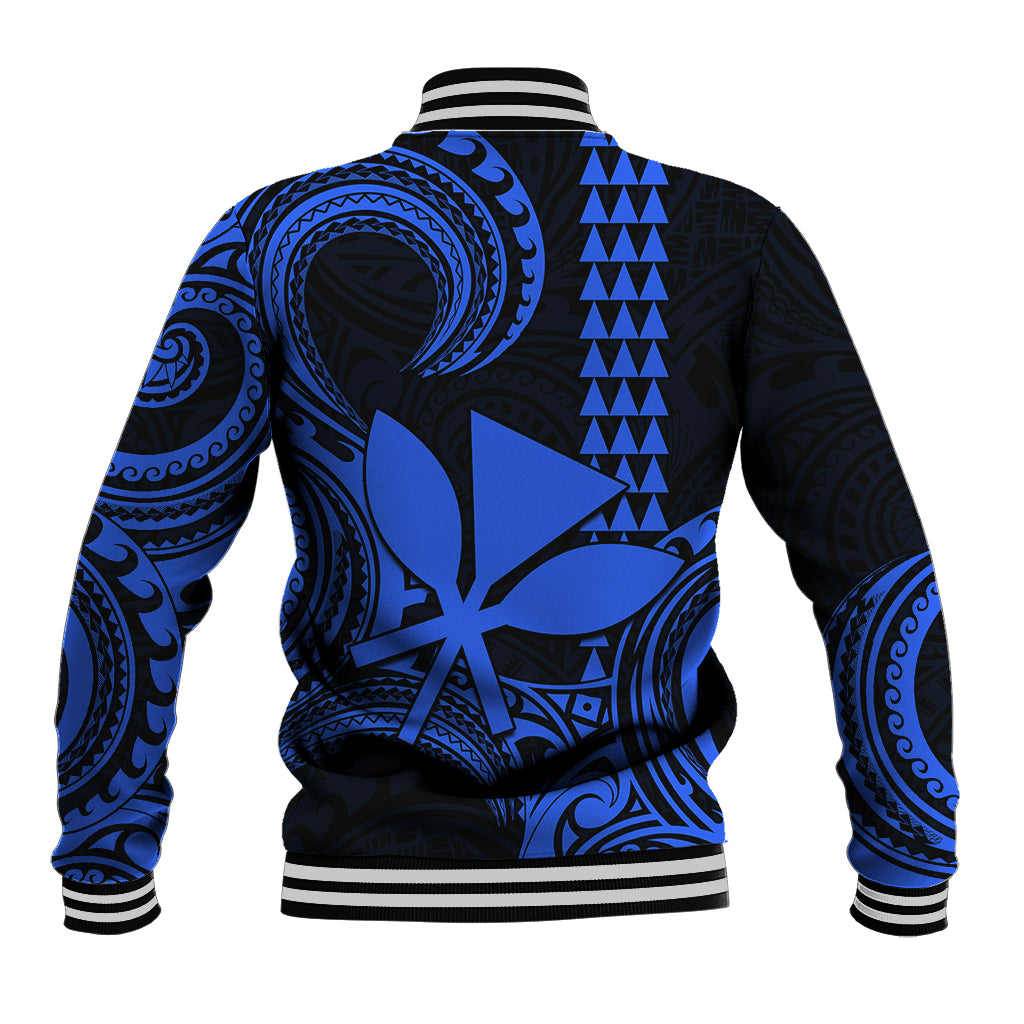 Custom King Kamehameha Day Hawaii Baseball Jacket Paradise of the Pacific Tribal Kakau - Blue LT9 - Polynesian Pride