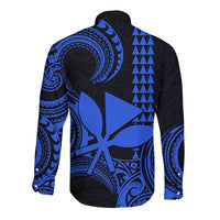 Custom King Kamehameha Day Hawaii Long Sleeve Button Shirt Paradise of the Pacific Tribal Kakau - Blue LT9 - Polynesian Pride