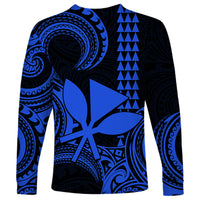 Custom King Kamehameha Day Hawaii Long Sleeve Shirt Paradise of the Pacific Tribal Kakau - Blue LT9 - Polynesian Pride