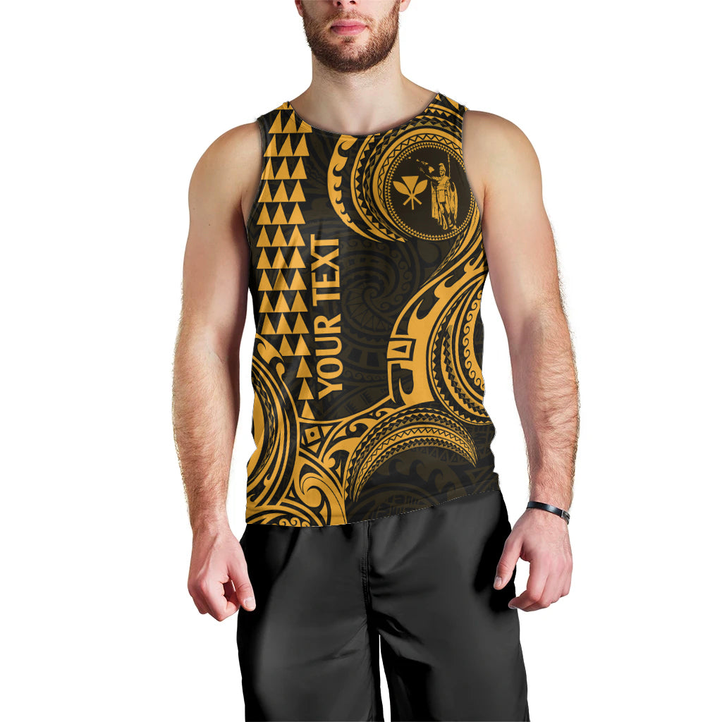 Custom King Kamehameha Day Hawaii Men Tank Top Paradise of the Pacific Tribal Kakau - Gold LT9 - Polynesian Pride