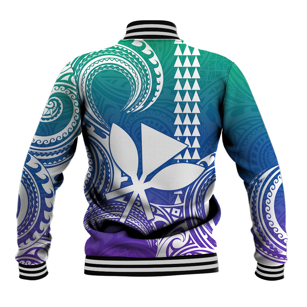 Custom King Kamehameha Day Hawaii Baseball Jacket Paradise of the Pacific Tribal Kakau - Gradient LT9 - Polynesian Pride