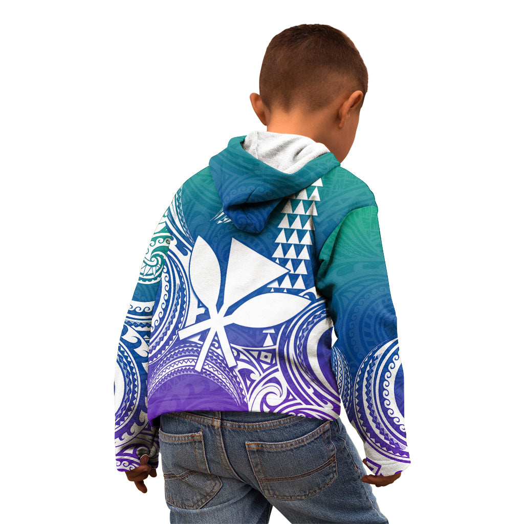 Custom King Kamehameha Day Hawaii Kid Hoodie Paradise of the Pacific Tribal Kakau - Gradient LT9 - Polynesian Pride