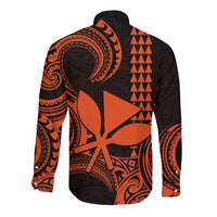 Custom King Kamehameha Day Hawaii Long Sleeve Button Shirt Paradise of the Pacific Tribal Kakau - Orange LT9 - Polynesian Pride