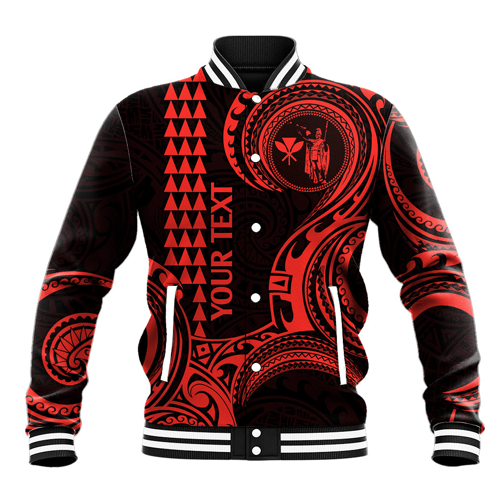 Custom King Kamehameha Day Hawaii Baseball Jacket Paradise of the Pacific Tribal Kakau - Red LT9 Unisex Red - Polynesian Pride