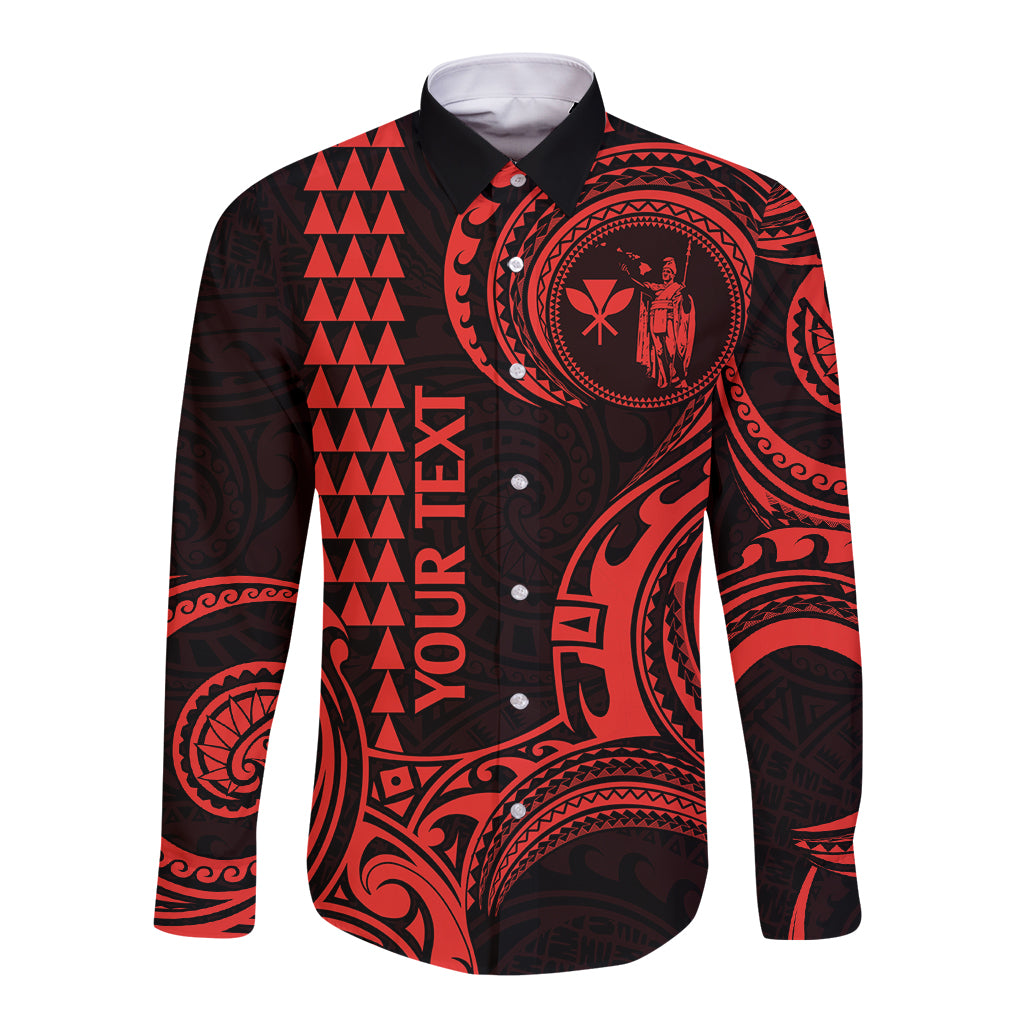 Custom King Kamehameha Day Hawaii Long Sleeve Button Shirt Paradise of the Pacific Tribal Kakau - Red LT9 Unisex Red - Polynesian Pride