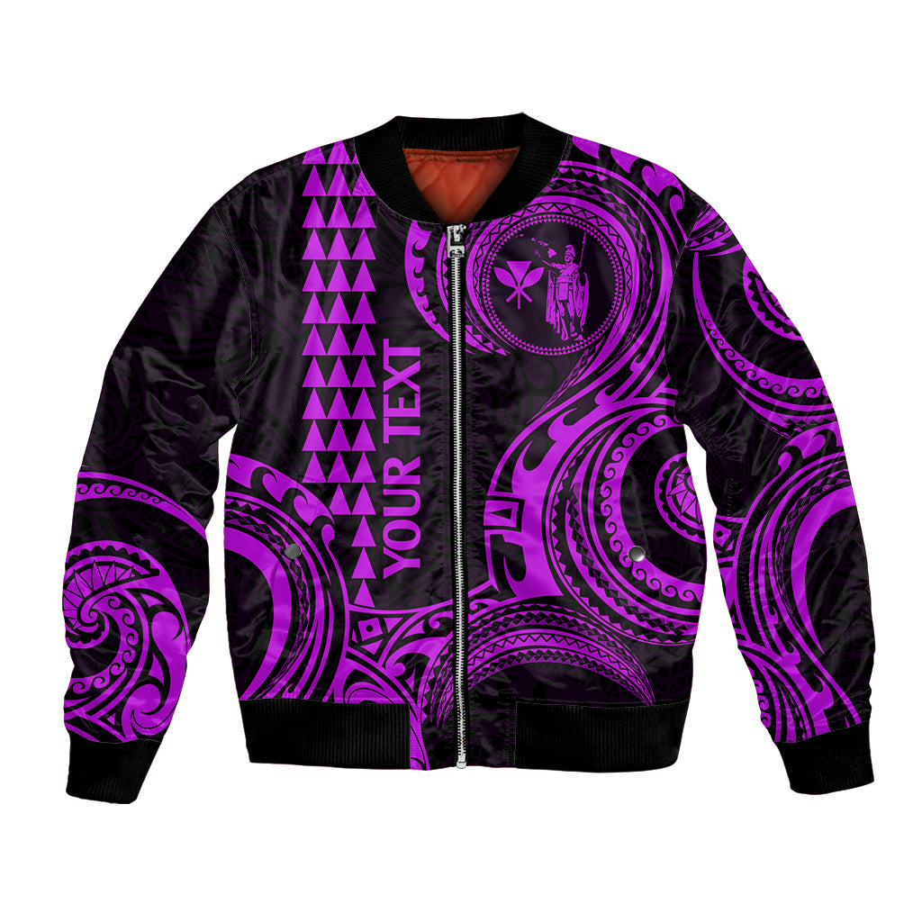 Custom King Kamehameha Day Hawaii Bomber Jacket Paradise of the Pacific Tribal Kakau - Purple LT9 Unisex Purple - Polynesian Pride