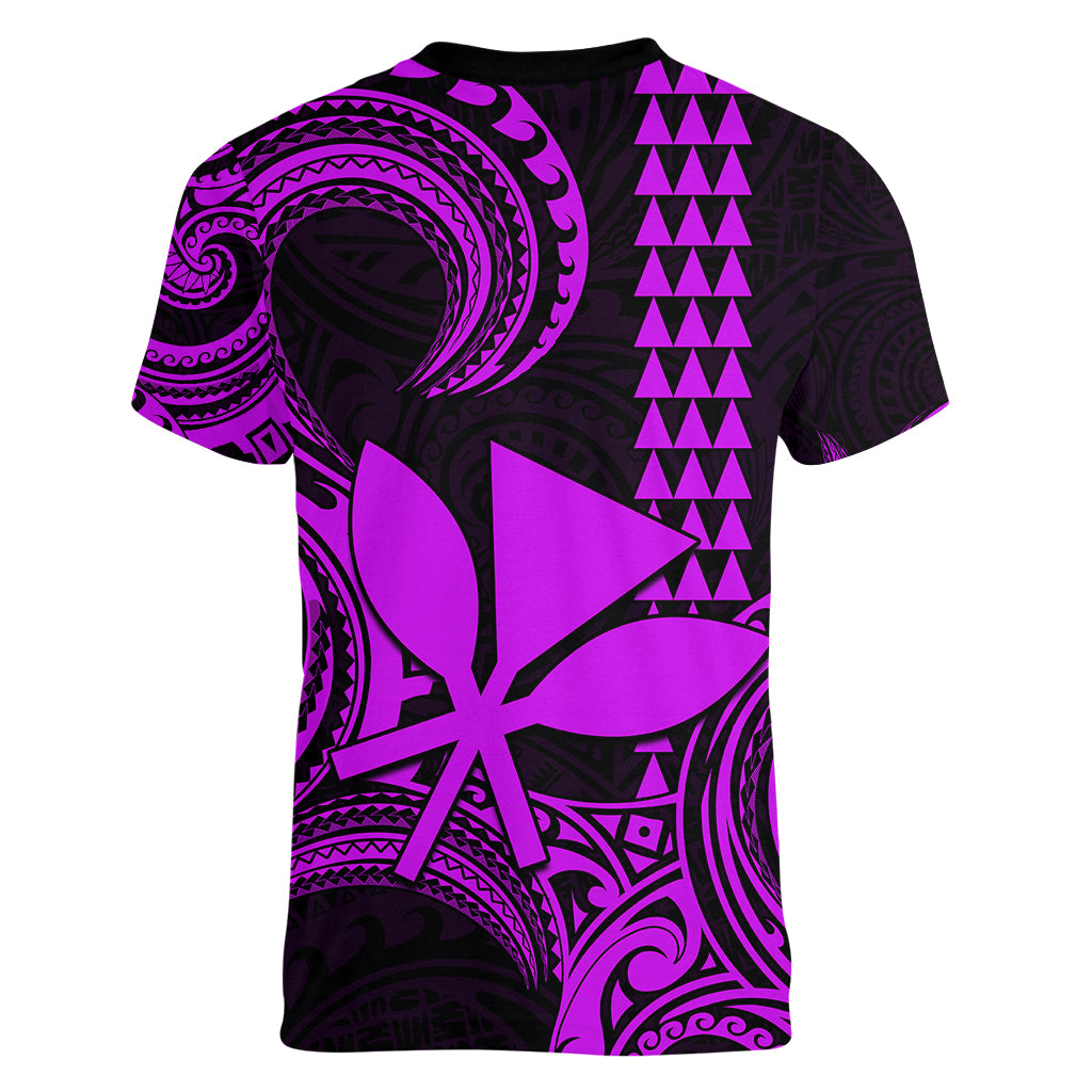 Custom King Kamehameha Day Hawaii Women V Neck T Shirt Paradise of the Pacific Tribal Kakau - Purple LT9 - Polynesian Pride