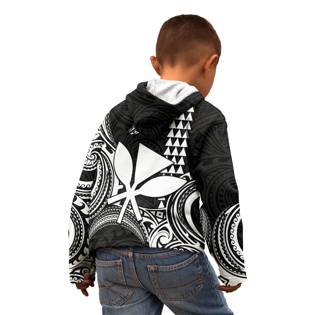 King Kamehameha Day Hawaii Kid Hoodie Paradise of the Pacific Tribal Kakau with Kanaka Maoli - White LT9 - Polynesian Pride