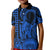 King Kamehameha Day Hawaii Kid Polo Shirt Paradise of the Pacific Tribal Kakau with Kanaka Maoli - Blue LT9 Kid Blue - Polynesian Pride