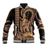 King Kamehameha Day Hawaii Baseball Jacket Paradise of the Pacific Tribal Kakau with Kanaka Maoli - Nude LT9 Unisex Nude - Polynesian Pride