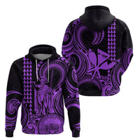 King Kamehameha Day Hawaii Hoodie Paradise of the Pacific Tribal Kakau with Kanaka Maoli Purple LT9 - Polynesian Pride