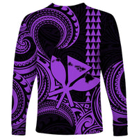 King Kamehameha Day Hawaii Long Sleeve Shirt Paradise of the Pacific Tribal Kakau with Kanaka Maoli - Purple LT9 - Polynesian Pride