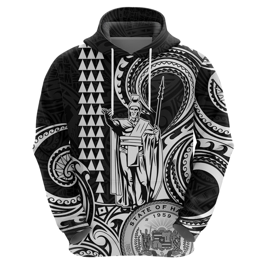 Custom King Kamehameha Day Hawaii Hoodie Paradise of the Pacific Tribal Kakau with Kanaka Maoli White LT9 - Polynesian Pride