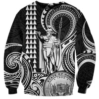 Custom King Kamehameha Day Hawaii Sweatshirt Paradise of the Pacific Tribal Kakau with Kanaka Maoli - White LT9 Unisex White - Polynesian Pride