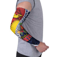 Flag of Kiribati Polynesian Pattern Arm Sleeves Est 1979 With Tropical Flowers - Polynesian Pride