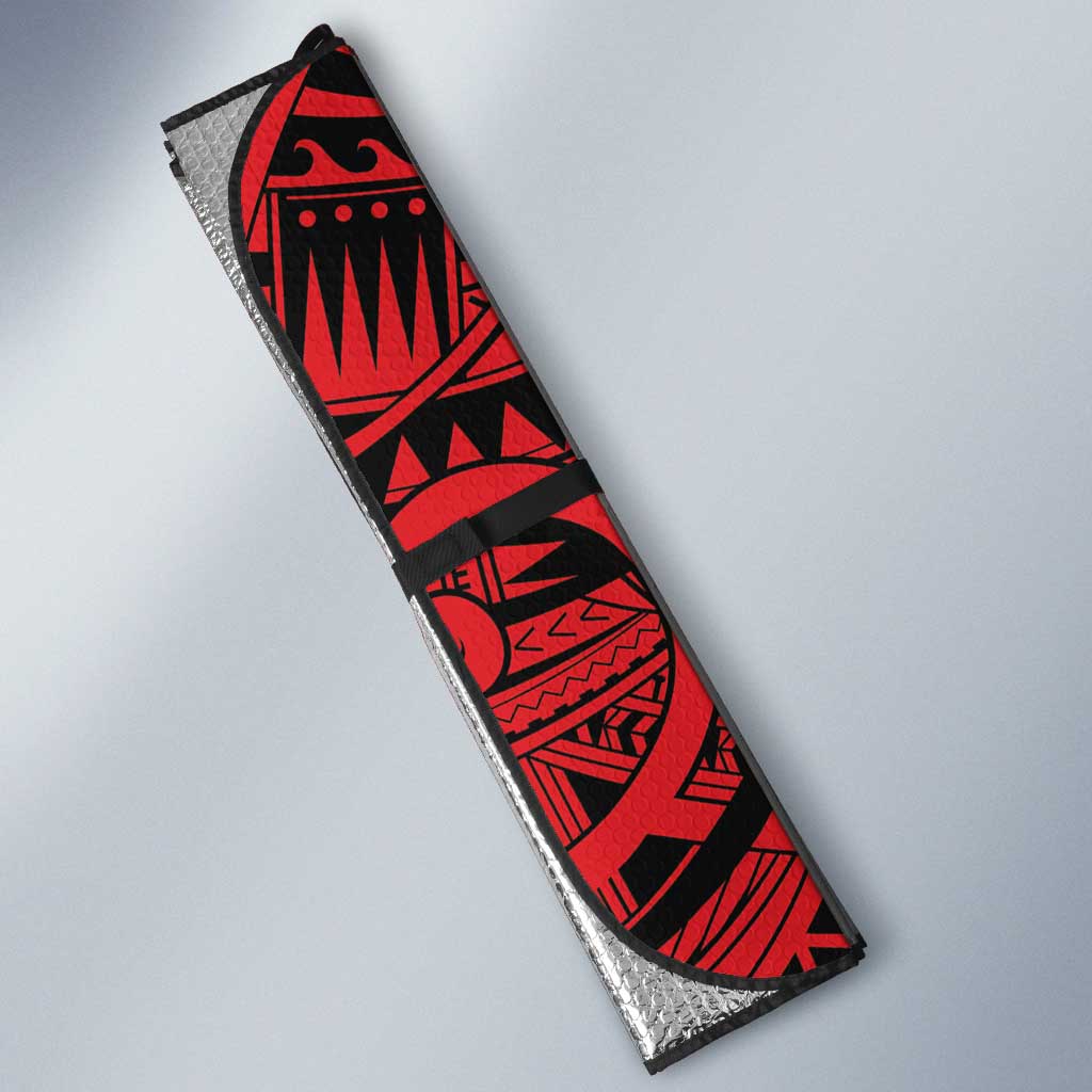 Flag of Kiribati Polynesian Pattern Auto Sun Shade Est 1979 With Tropical Flowers - Polynesian Pride